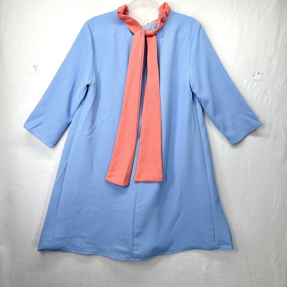 Pomander Place by Tuckernuck Blue Daphne Dress Swing Ruffle Bow sz L - Picture 11 of 16